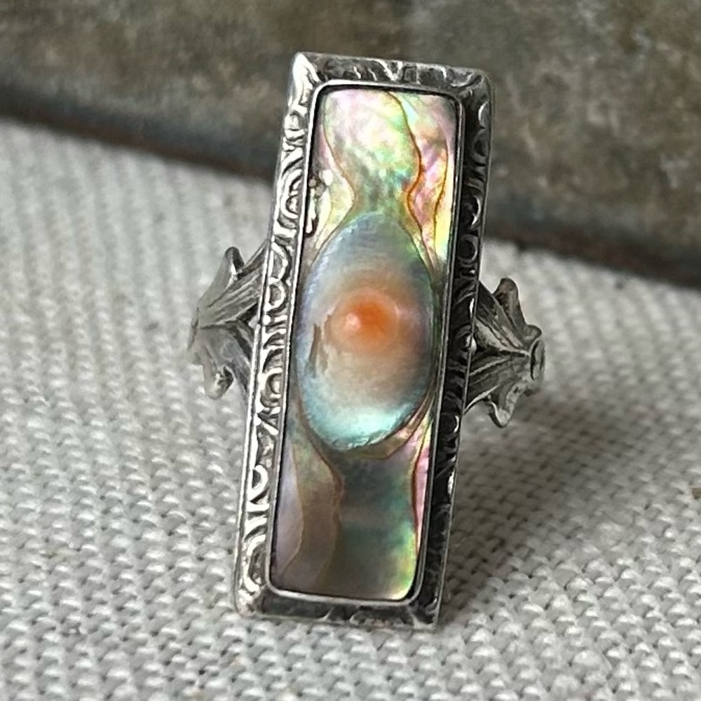Antique Sterling Blister Pearl Ring - Picture 7 of 11